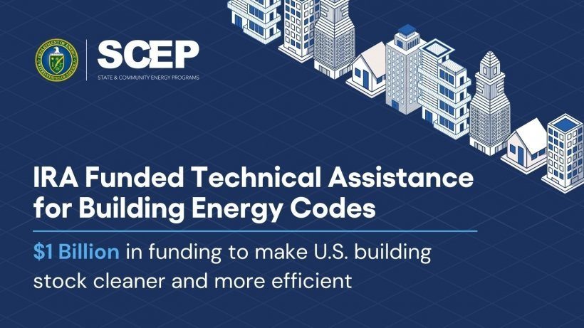Graphic of  State and Community Energy Programs (SCEP) IRA-Funded Assistance for Building Energy Codes