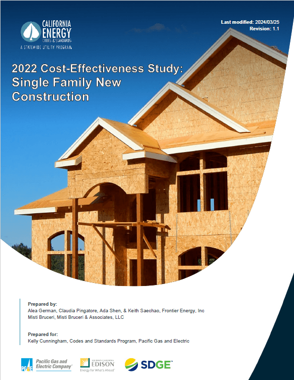 Cover of Single Family New Construction Cost Effectiveness Study