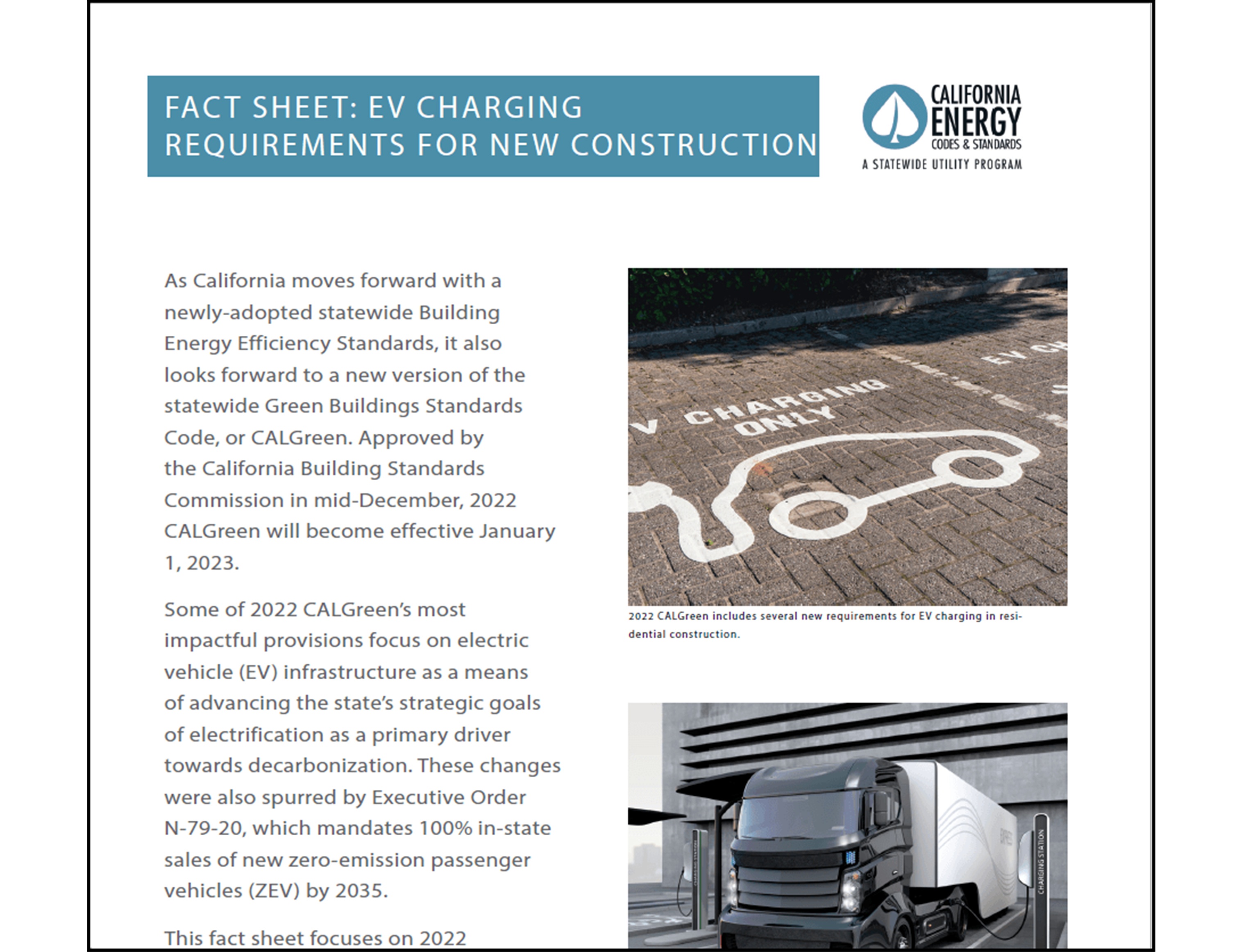 Image of 2022 CALGreen EV Charging Requirements Fact Sheet
