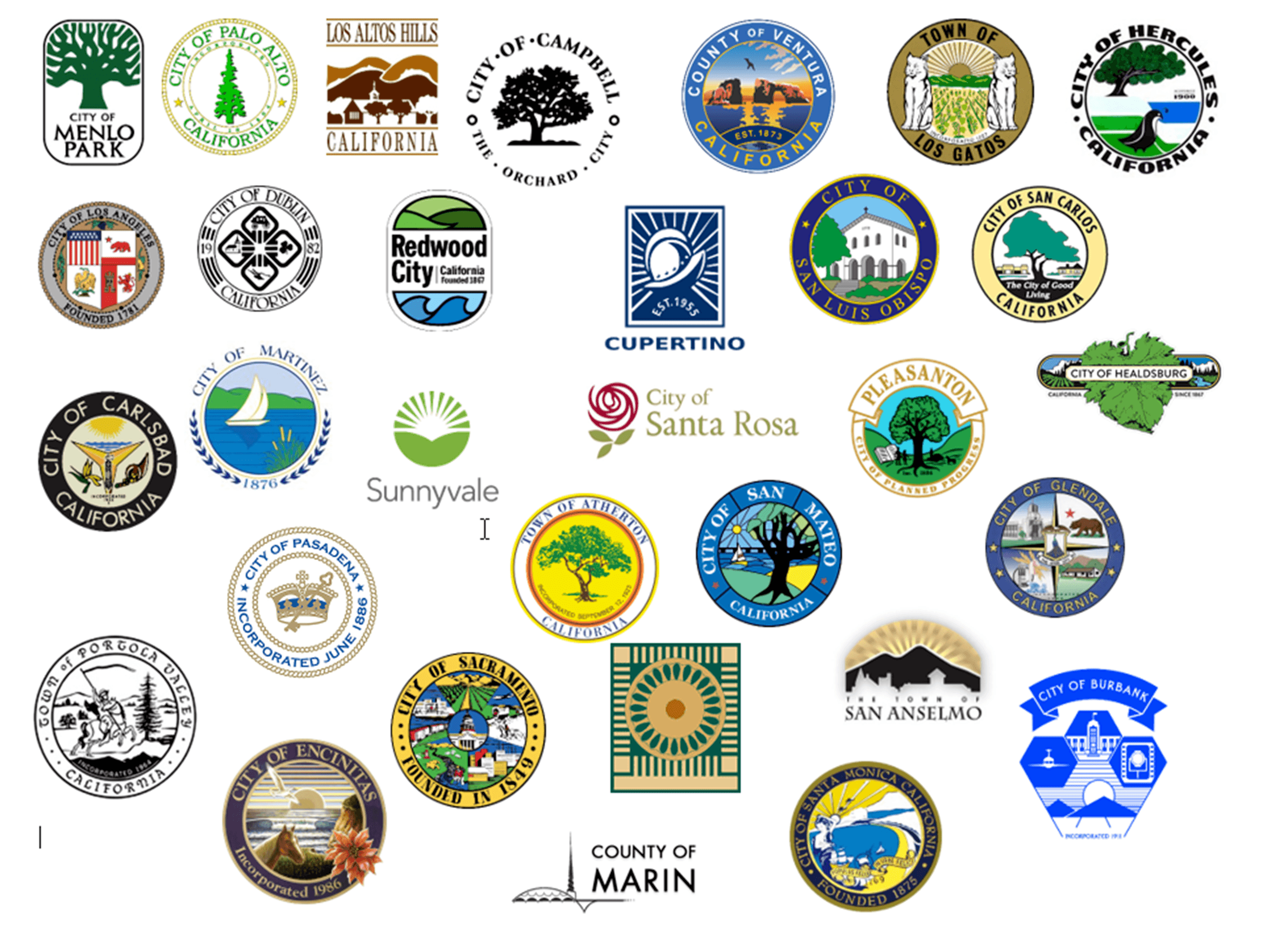 Collage of local jurisdiction seals & logos