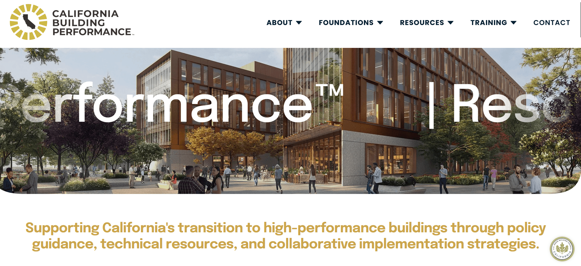 image of homepage of California Building Performance Hub