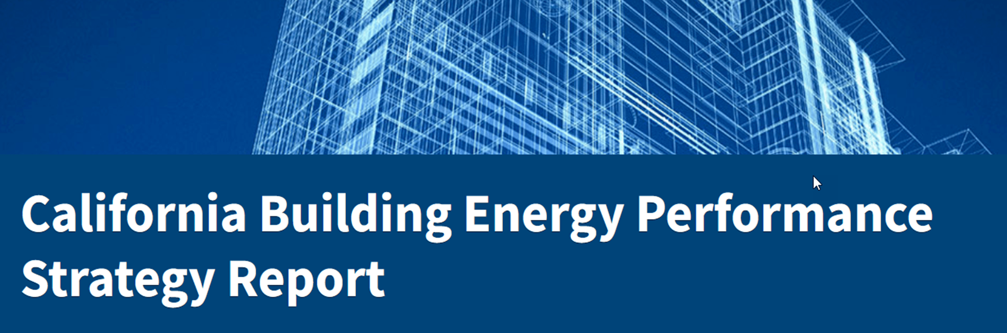 California Building Energy Performance Strategy Report
