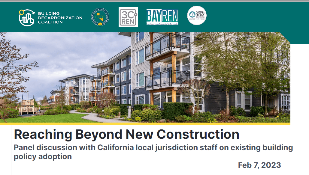 Opening frame of Reaching Beyond New Construction webinar