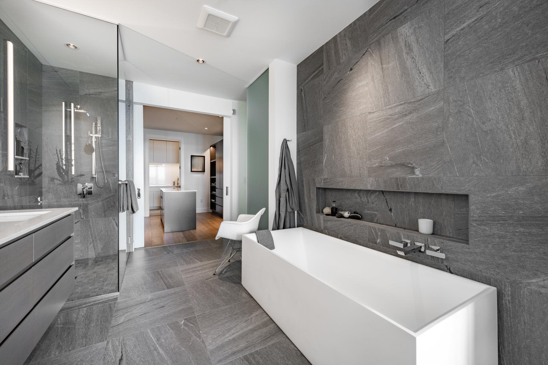 Modern bathroom in luxury apartment/condo building